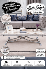 Juppo Smart Coffee Table – White Marble MDF Top & Chrome Metal Leg