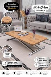 Home Smart Coffee Table – EfesCam MDF Top & Chrome Plated Metal Legs