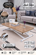 Home Akıllı Sehpa – Antiklayt MDF Üst & Beyaz Metal Ayak