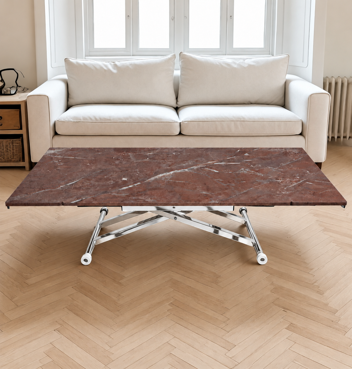 Smart Extendable Table | Routed Anthracite MDF & Chrome Leg
