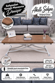 Juppo Smart Coffee Table – Walnut MDF Top & White Metal Leg
