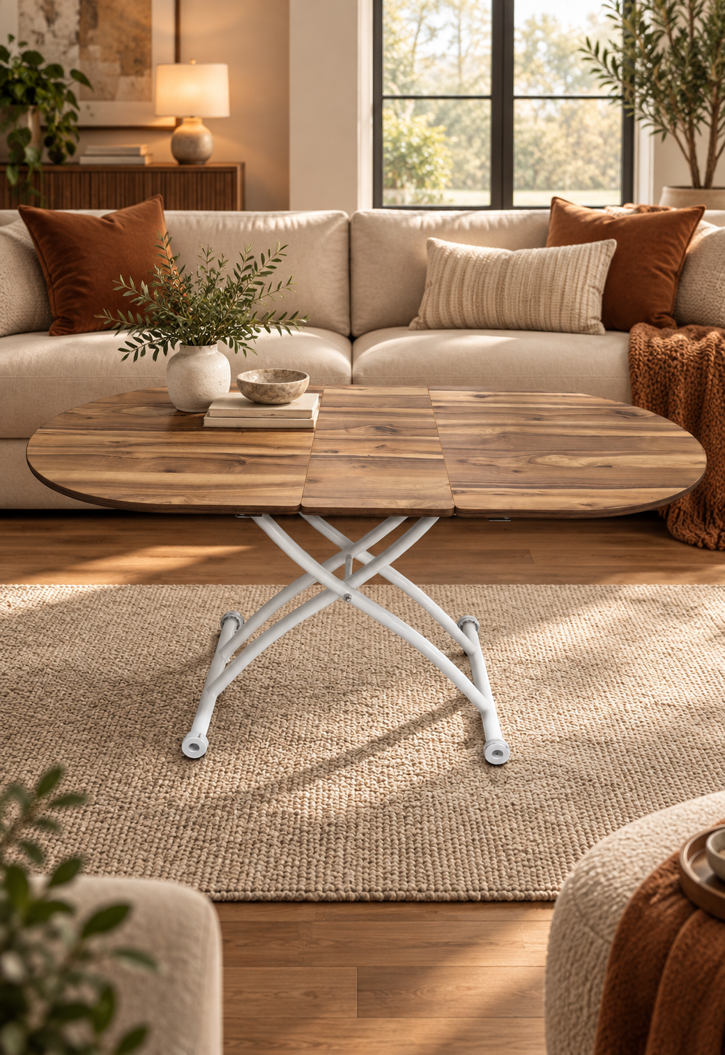 Oval Extendable Smart Table | Urartu MDF & White