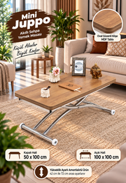Mini Juppo Smart Coffee Table - Walnut MDF Top & Chrome Plated Outward Curved Leg