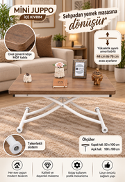 Mini Juppo Smart Coffee Table – Walnut MDF Top & White Metal Leg
