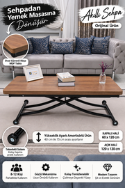 Juppo Smart Coffee Table – Walnut MDF Top & Black Metal Leg