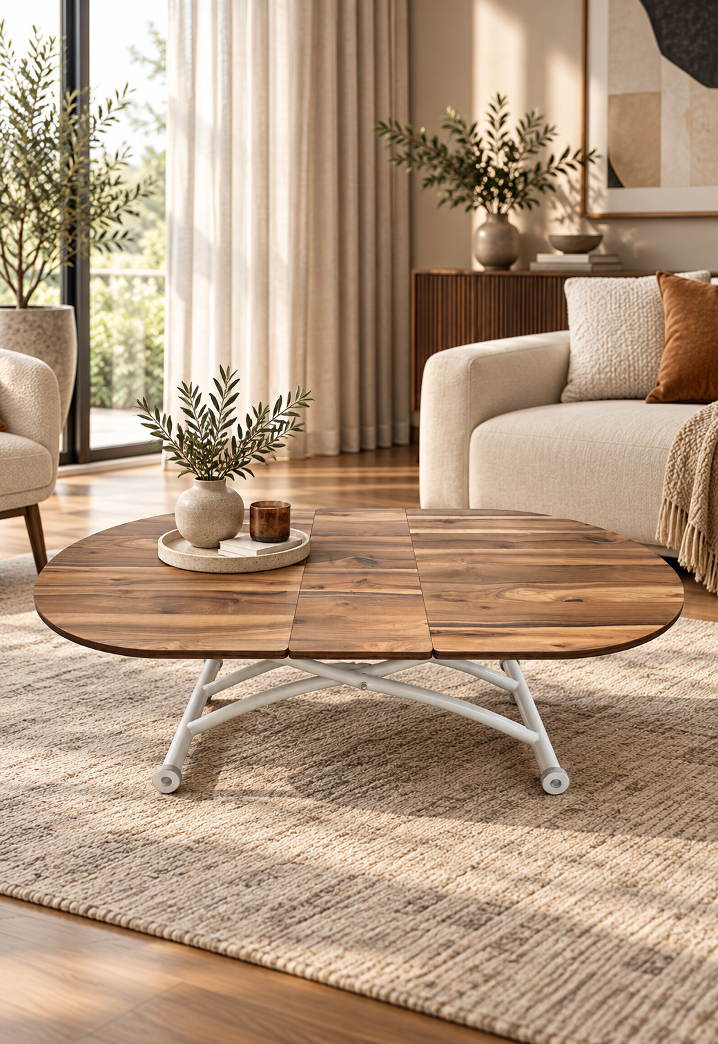 Oval Extendable Smart Table | Urartu MDF & White