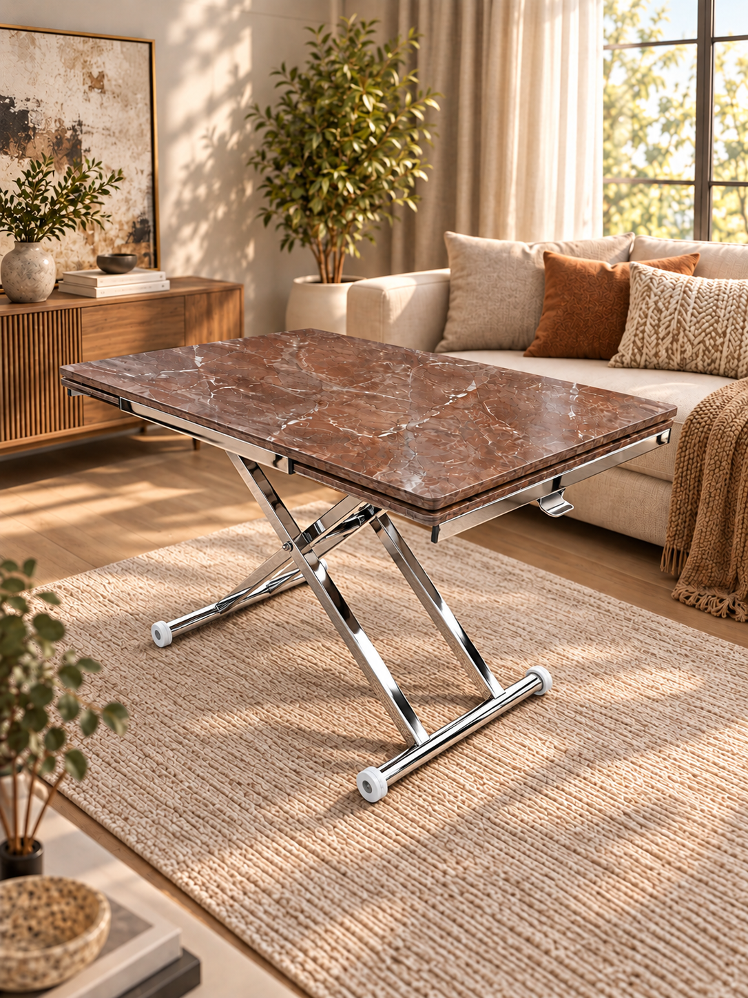 Smart Extendable Table | Routed Anthracite MDF & Chrome Leg