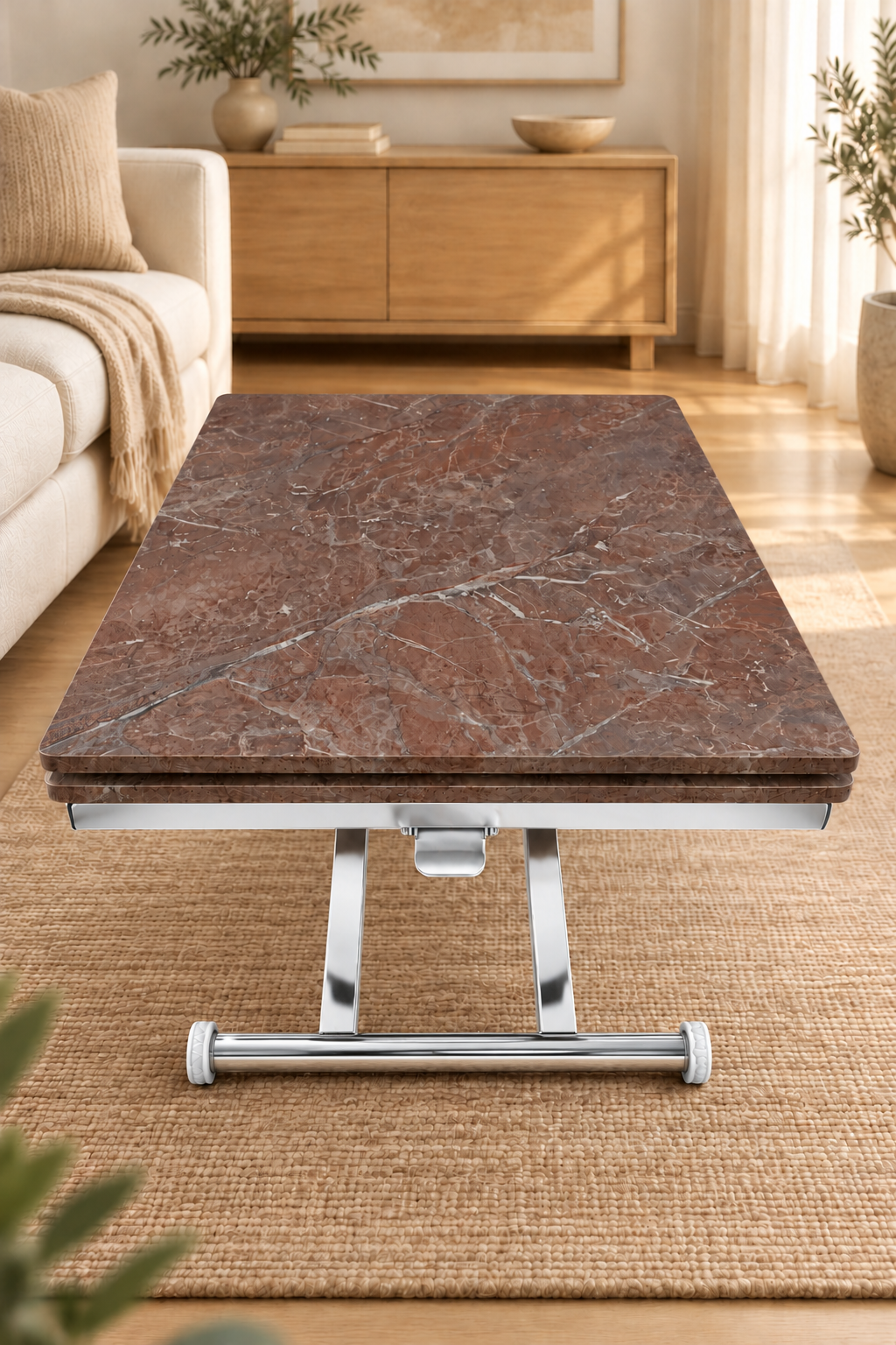 Smart Extendable Table | Routed Anthracite MDF & Chrome Leg