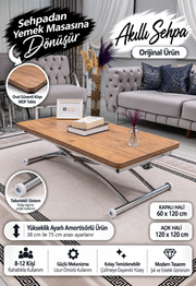 Juppo Smart Coffee Table – EfesCam MDF Top & Chrome Outwardly Curved Metal Legs