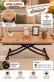 Mini Juppo Smart Coffee Table – EfesCam MDF Top & Black Metal Legs