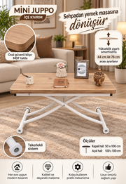 Mini Juppo Smart Coffee Table – EfesCam MDF Top & White Metal Leg