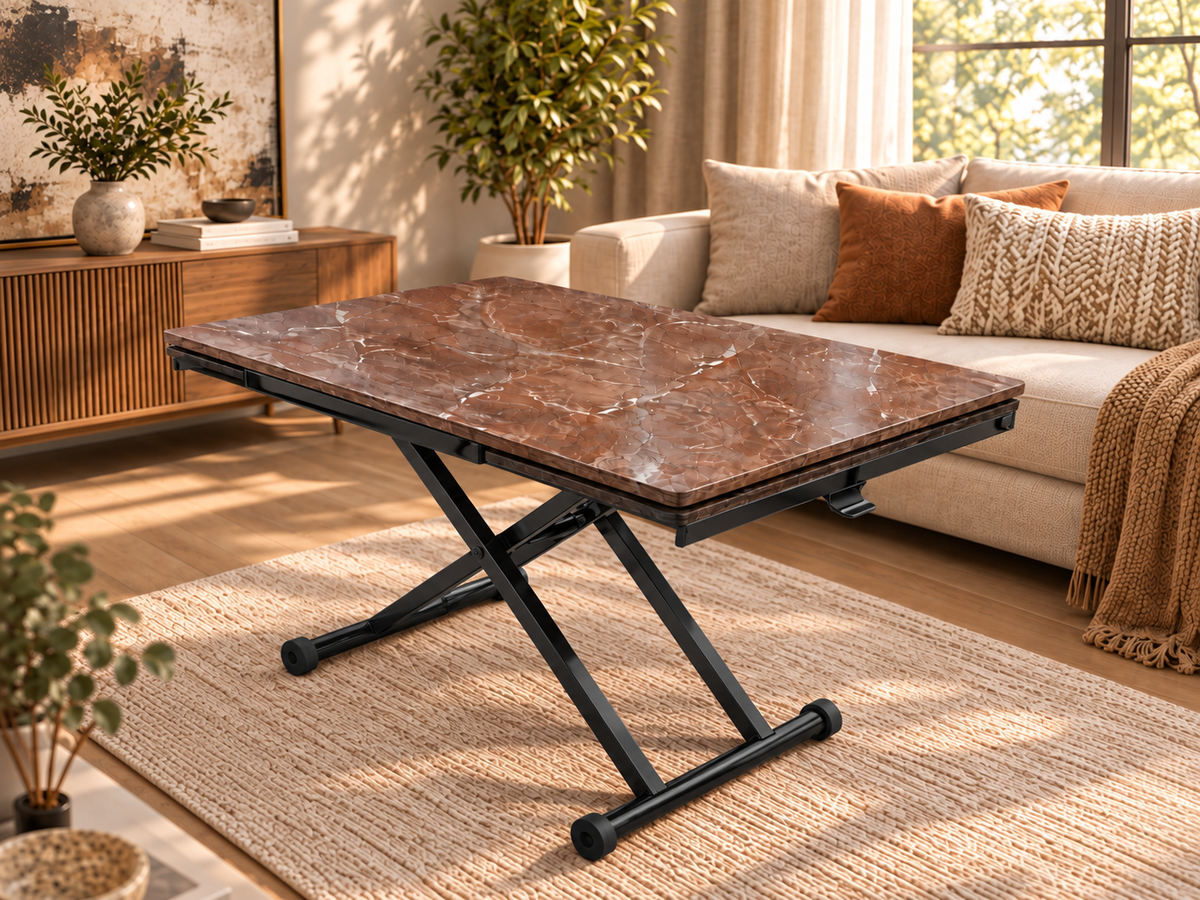 Side-Opening Smart Table | Efes Pine MDF & Black Legs