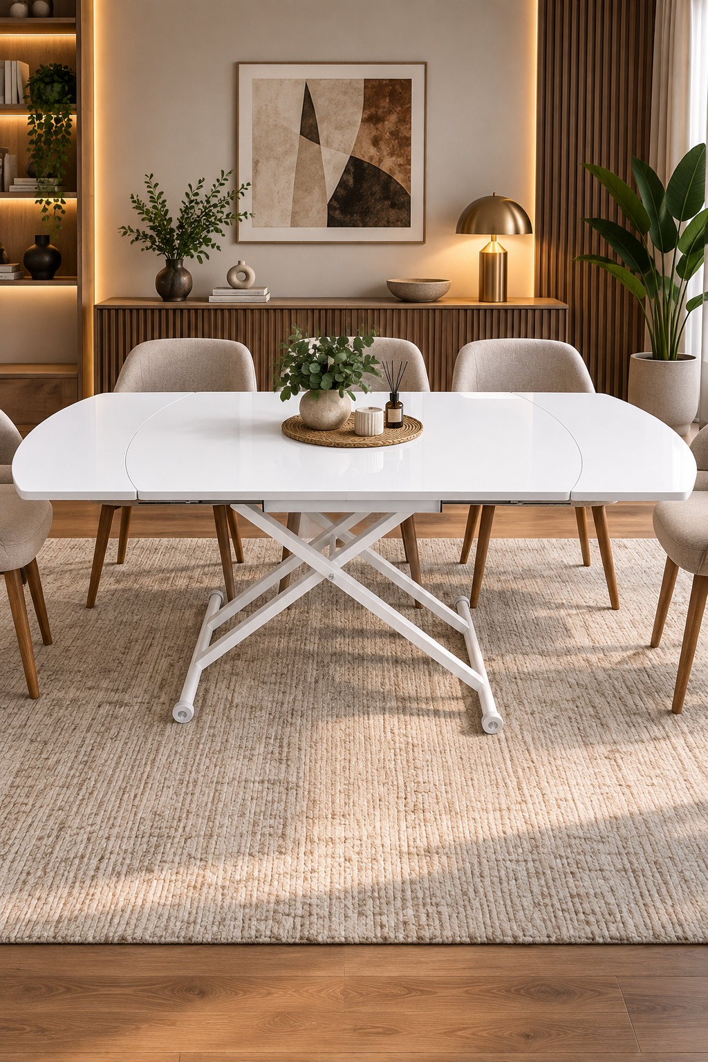 Oval Side-Opening Smart Table | Lisbon MDF & White