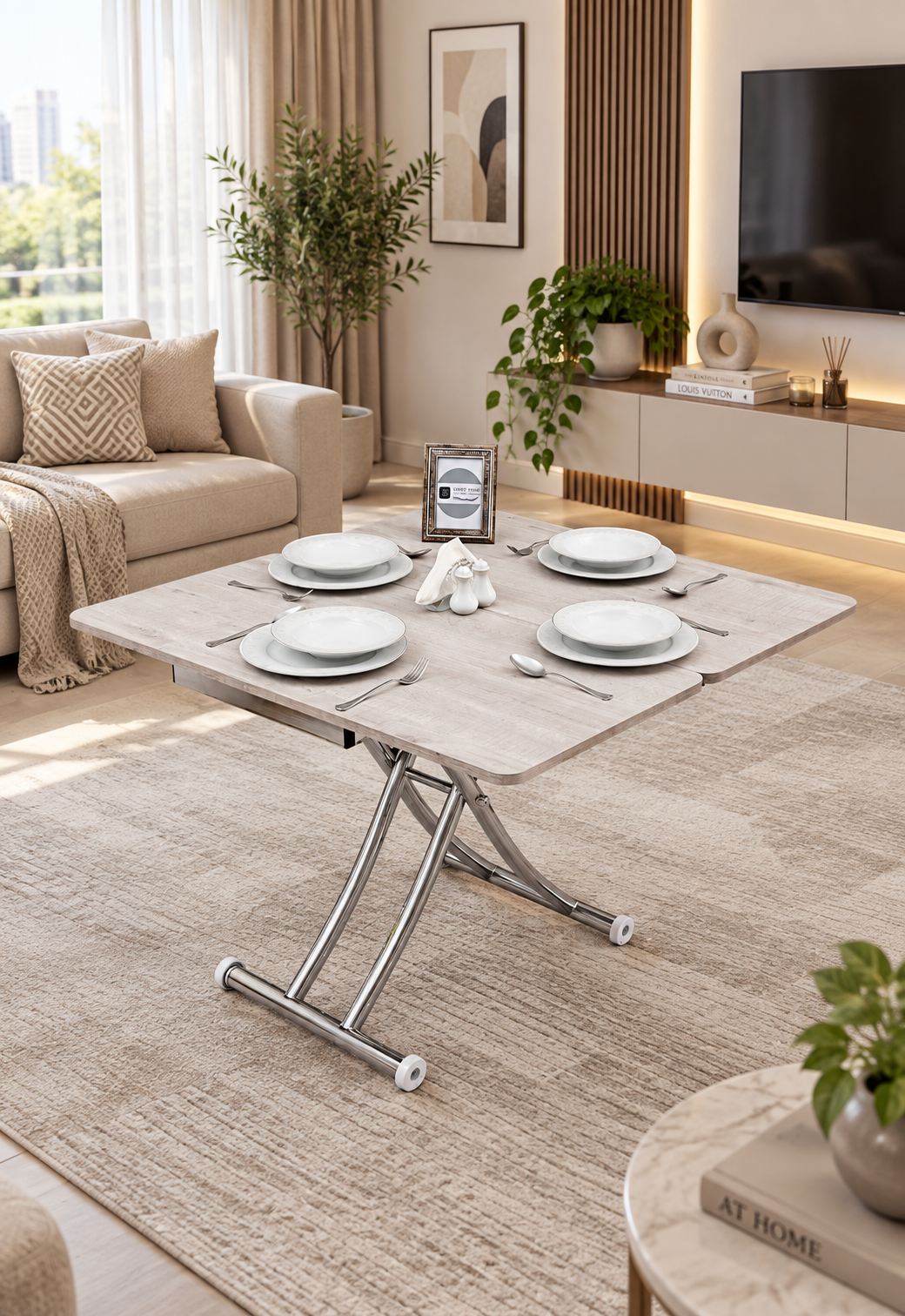 Mini Juppo Smart Coffee Table - Lisbon MDF Top & Chrome Plated Metal Leg