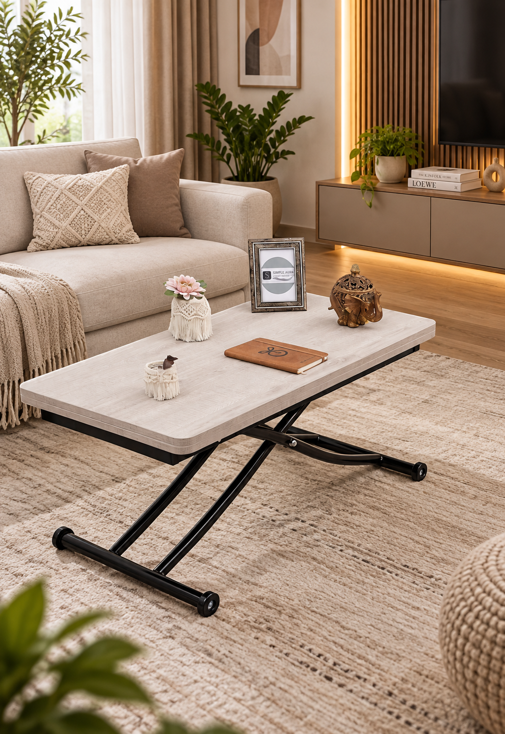 Mini Juppo Smart Coffee Table – Lisbon MDF Top & Black Metal Leg