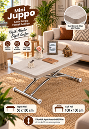 Mini Juppo Smart Coffee Table – Lisbon MDF Top & Chrome Outward Curved Metal Leg