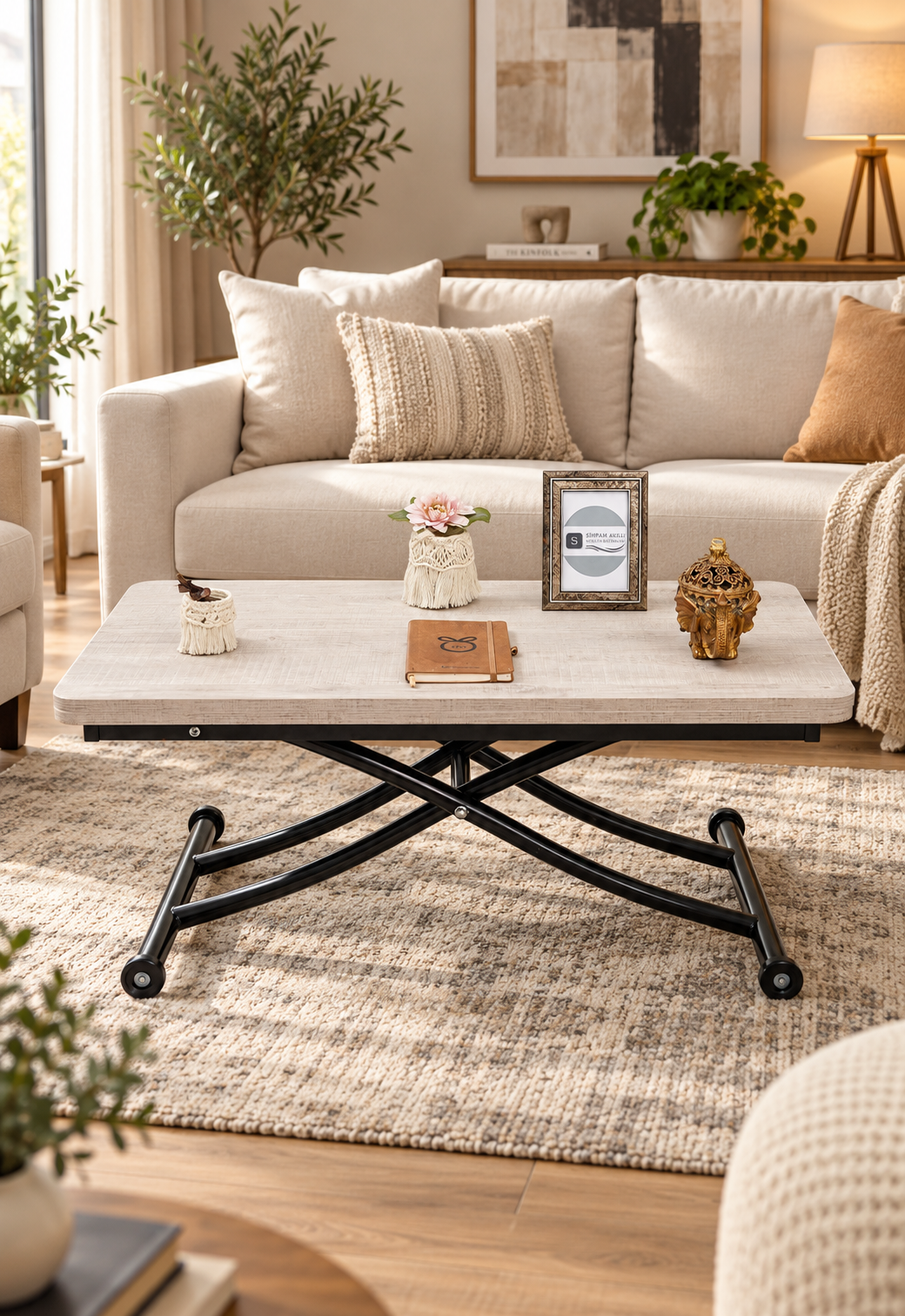 Mini Juppo Smart Coffee Table – Lisbon MDF Top & Black Metal Leg