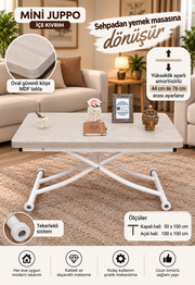 Mini Juppo Smart Coffee Table – Lisbon MDF Top & White Metal Leg
