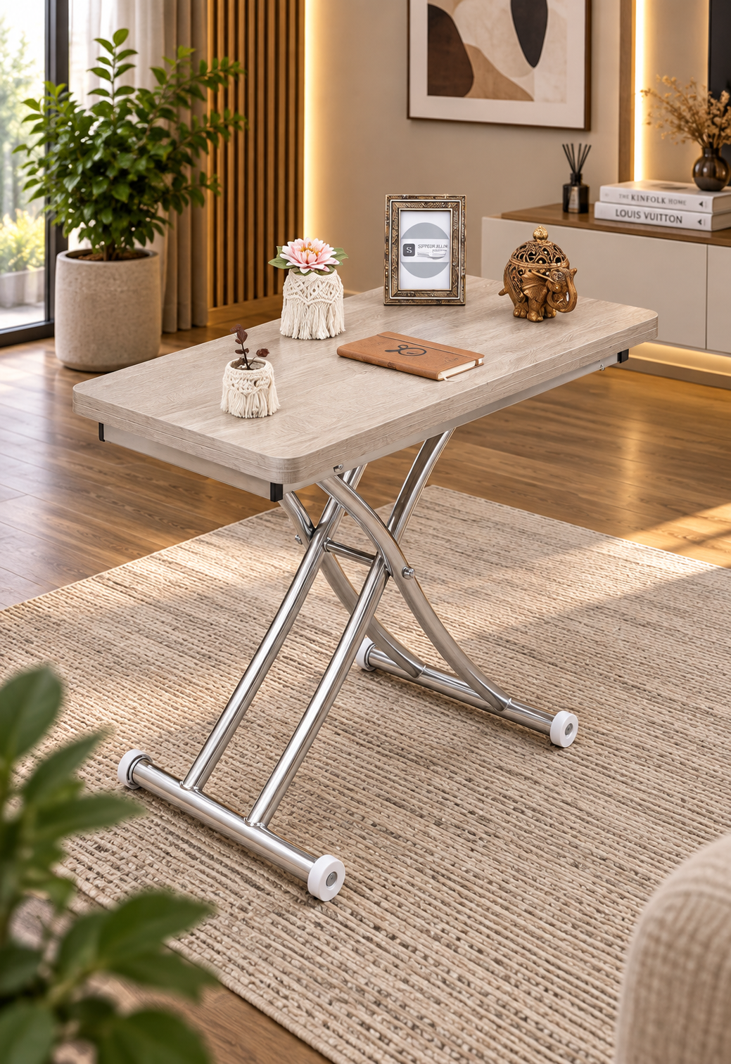 Mini Juppo Smart Coffee Table - Lisbon MDF Top & Chrome Plated Metal Leg