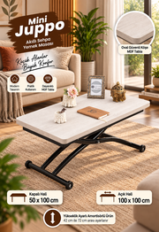 Mini Juppo Smart Coffee Table – Lisbon MDF Top & Black Outward Curved Metal Legs