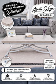 Juppo Smart Coffee Table – Lisbon MDF Top & White Metal Leg