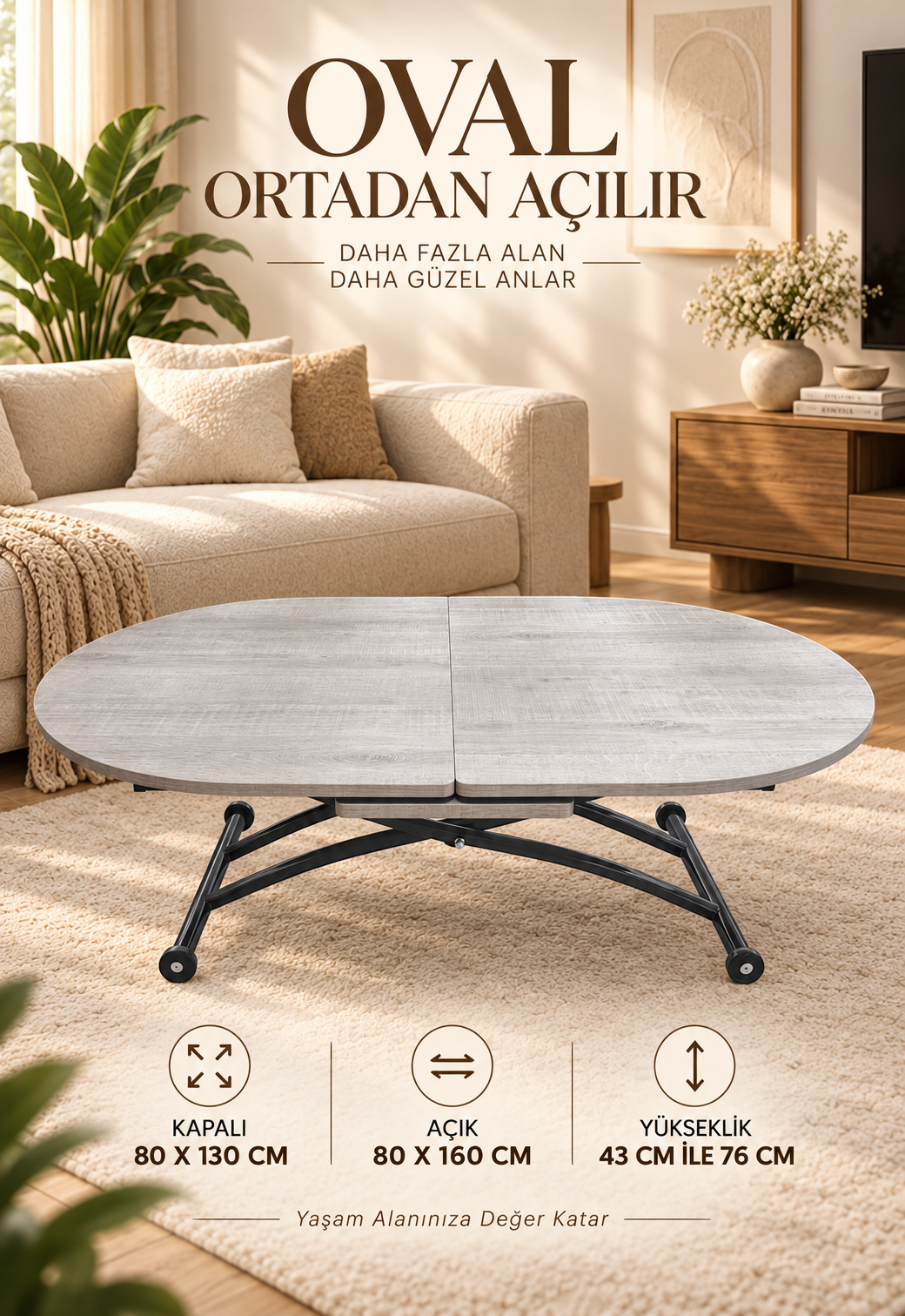 Oval Extendable Smart Table | Lisbon MDF & Black