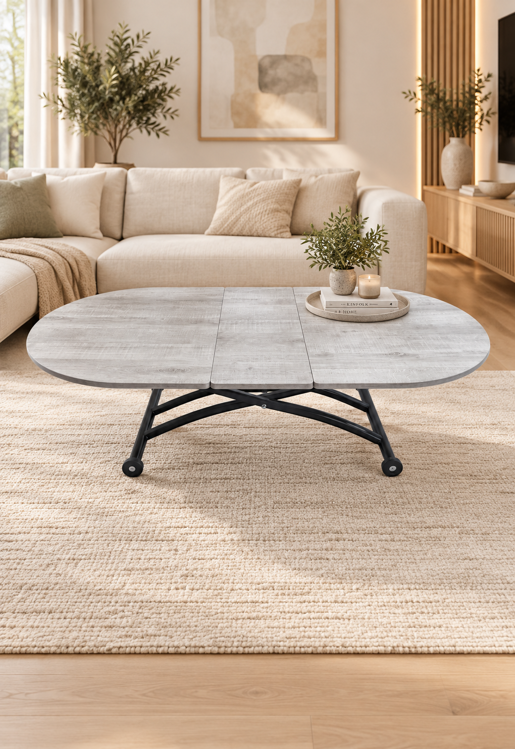 Oval Extendable Smart Table | Lisbon MDF & Black