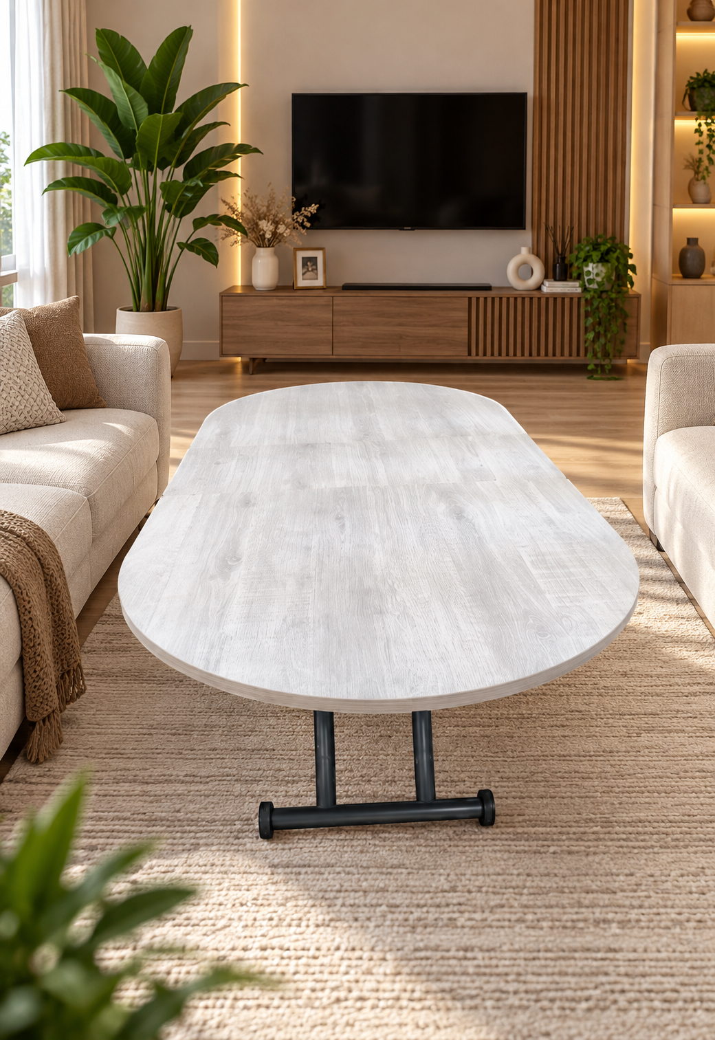 Oval Extendable Smart Table | Lisbon MDF & Black