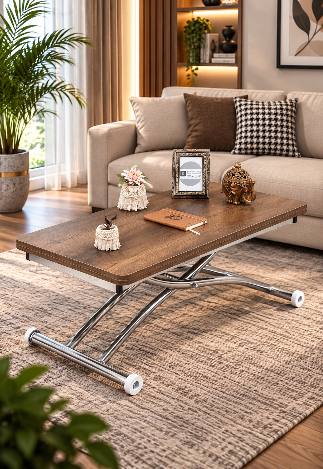 Mini Juppo Smart Coffee Table – White MDF Top & Chrome Flared Metal Leg