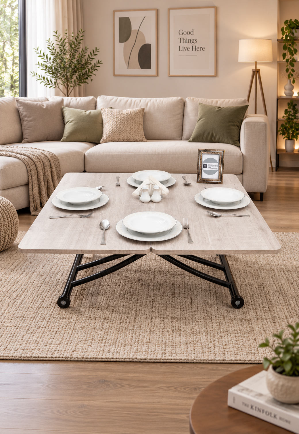 Mini Juppo Smart Coffee Table – Lisbon MDF Top & Black Metal Leg
