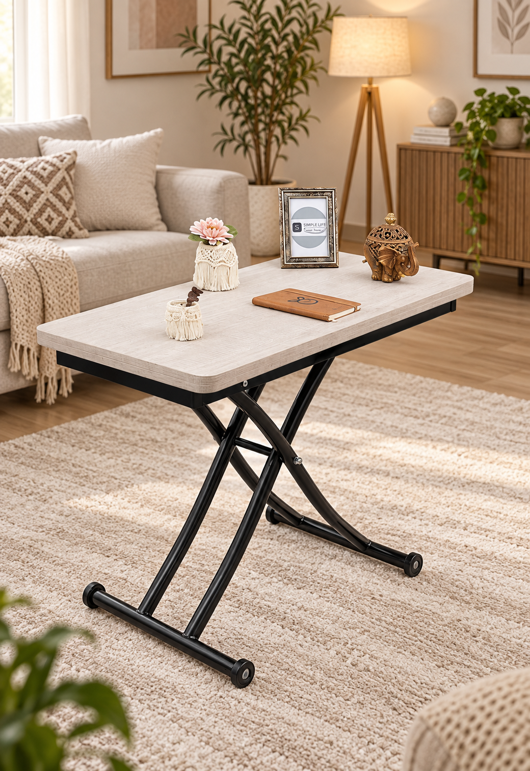 Mini Juppo Smart Coffee Table – Lisbon MDF Top & Black Metal Leg