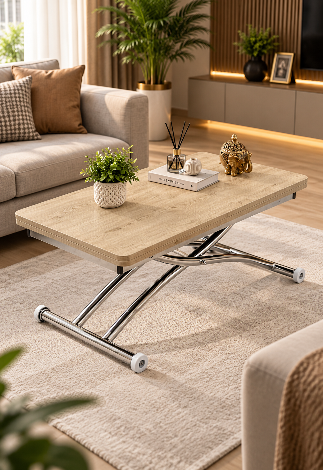 Mini Juppo Smart Coffee Table – White MDF Top & Chrome Flared Metal Leg