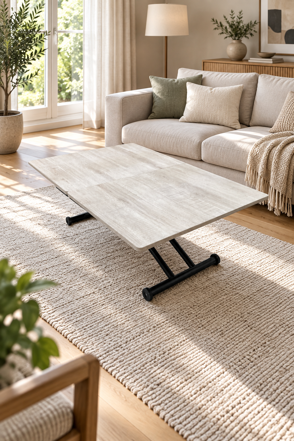 Extendable Square Smart Table | Lisbon MDF & Black