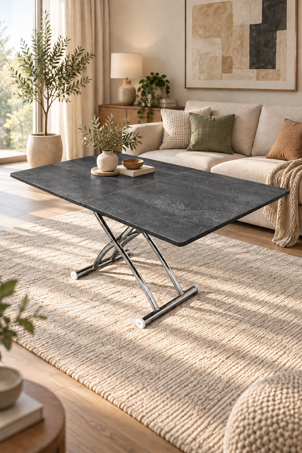 Extendable Square Smart Table | Lisbon MDF & Chrome