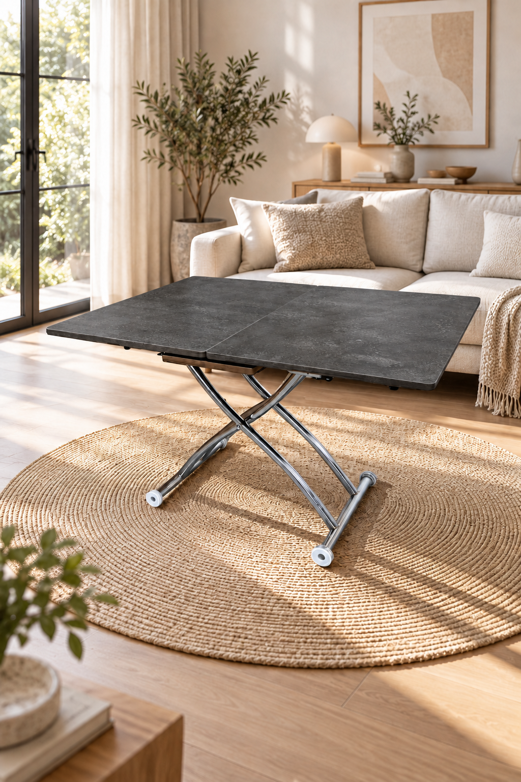 Extendable Square Smart Table | Lisbon MDF & Chrome