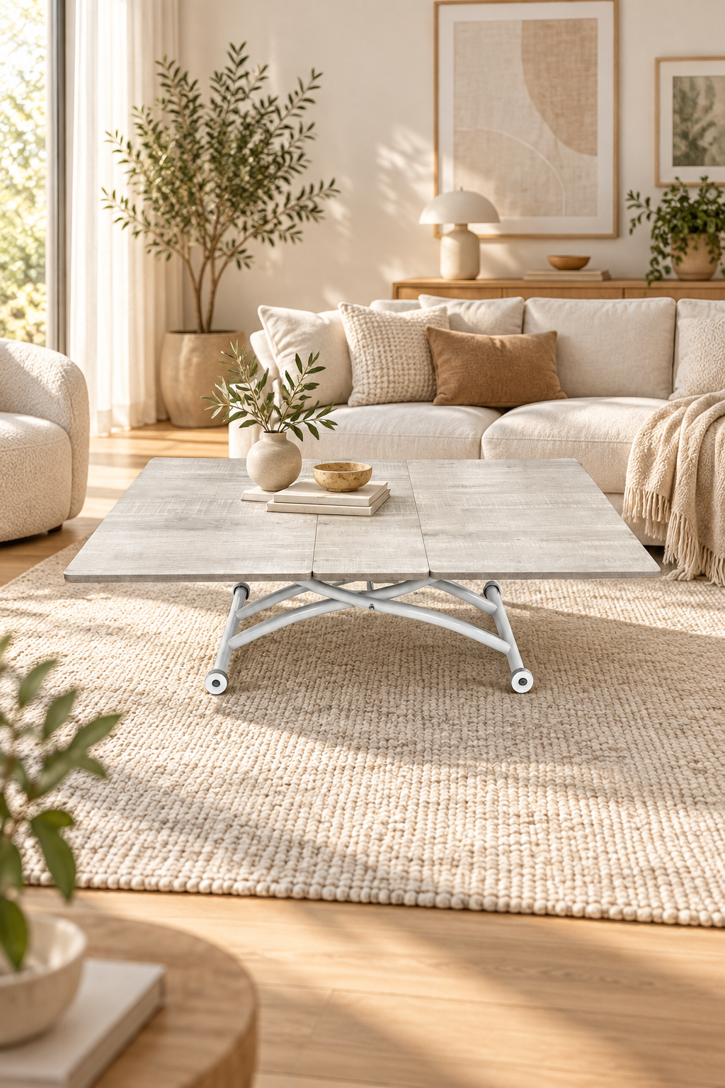 Extendable Square Smart Table | Lisbon MDF & White