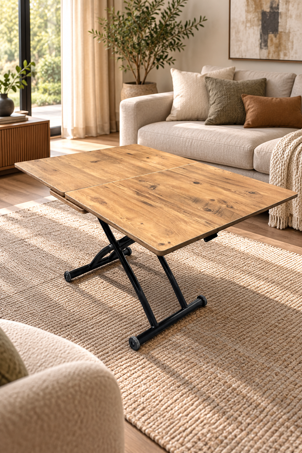 Extendable Square Smart Table | EfesCam MDF & Black