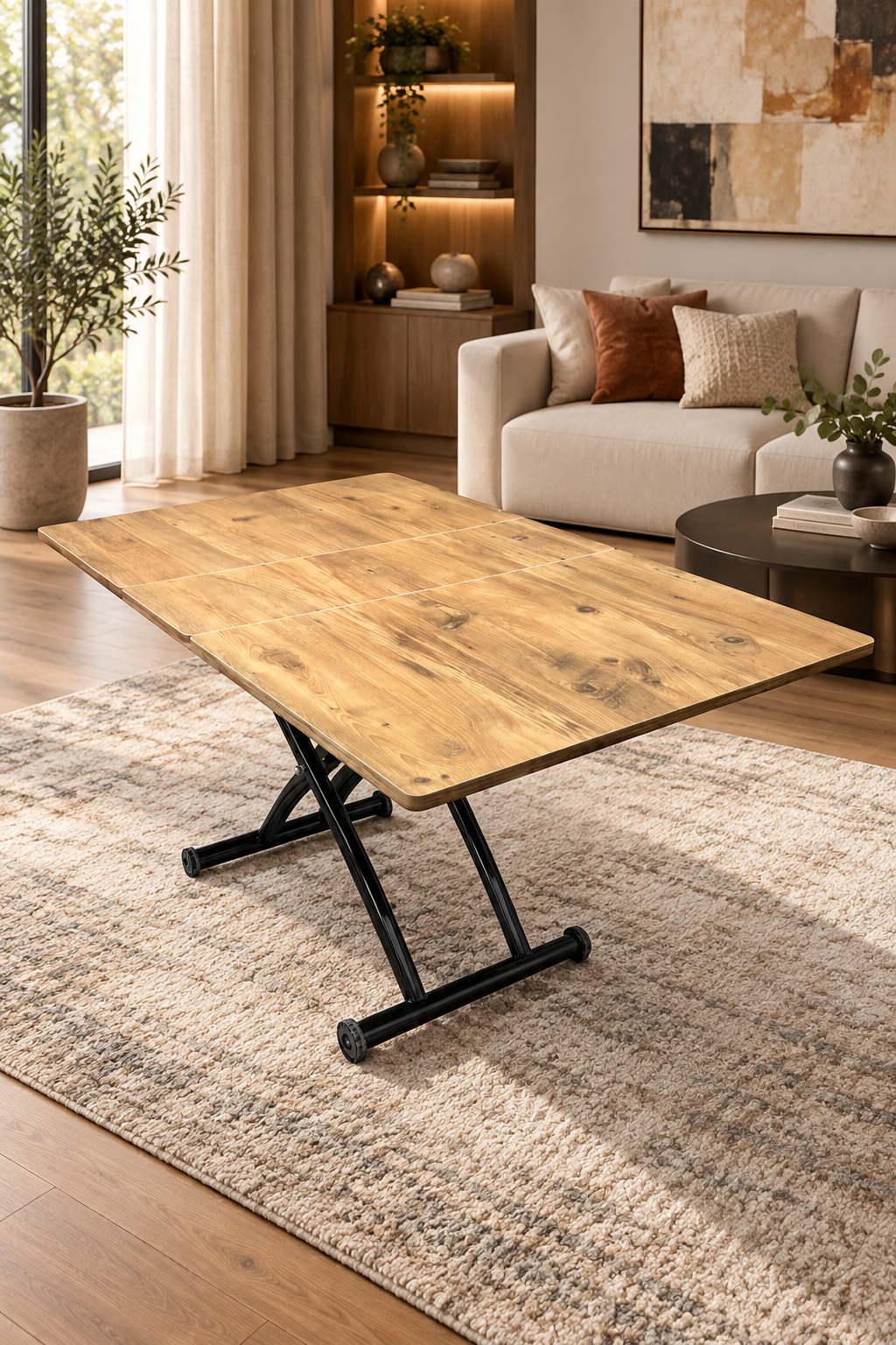 Extendable Square Smart Table | EfesCam MDF & Black