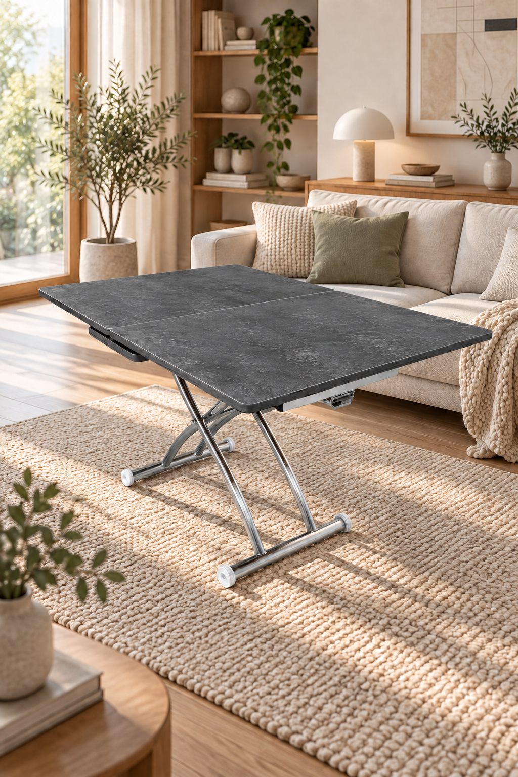 Extendable Square Smart Table | Lisbon MDF & Chrome