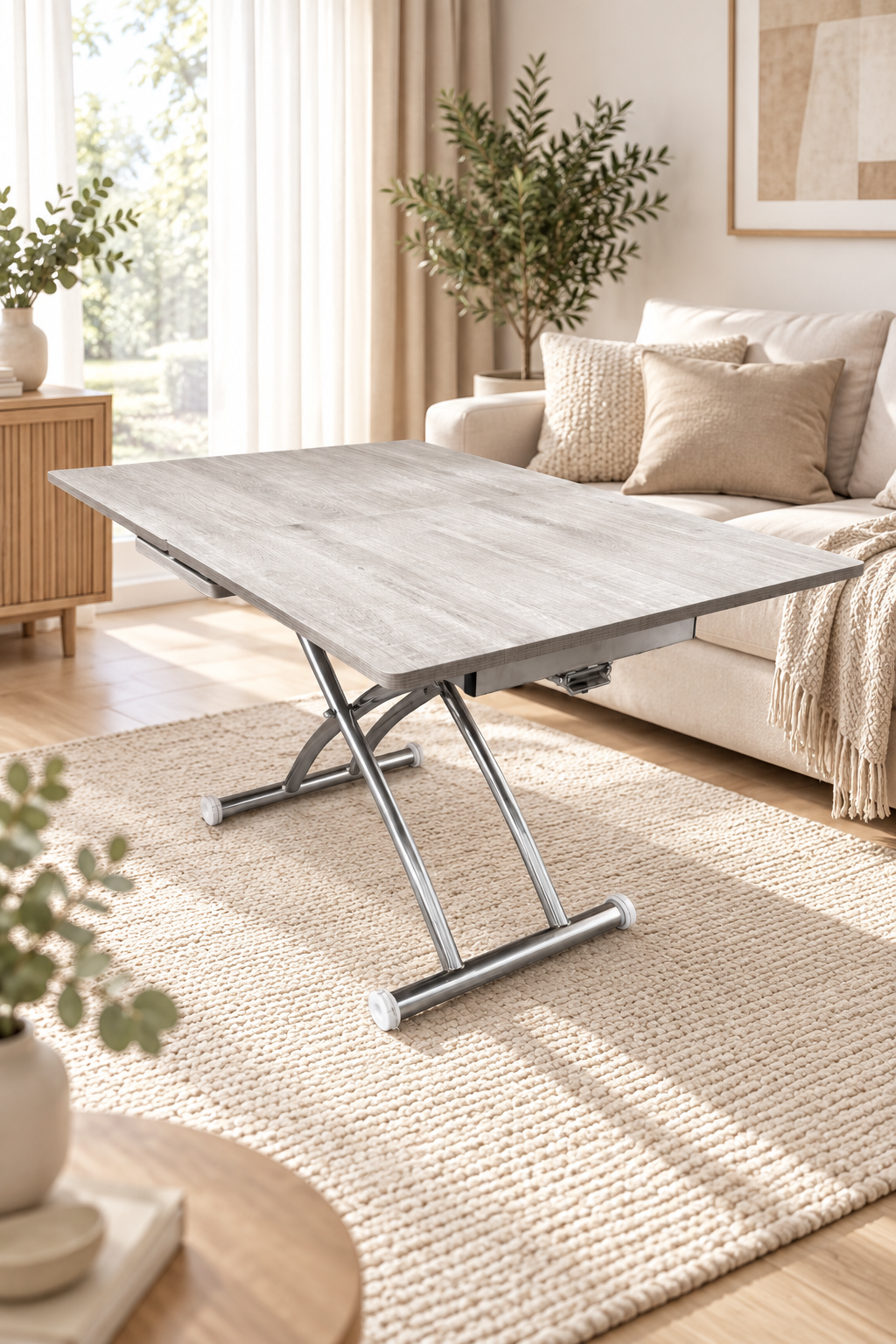 Extendable Square Smart Table | Lisbon MDF & Chrome