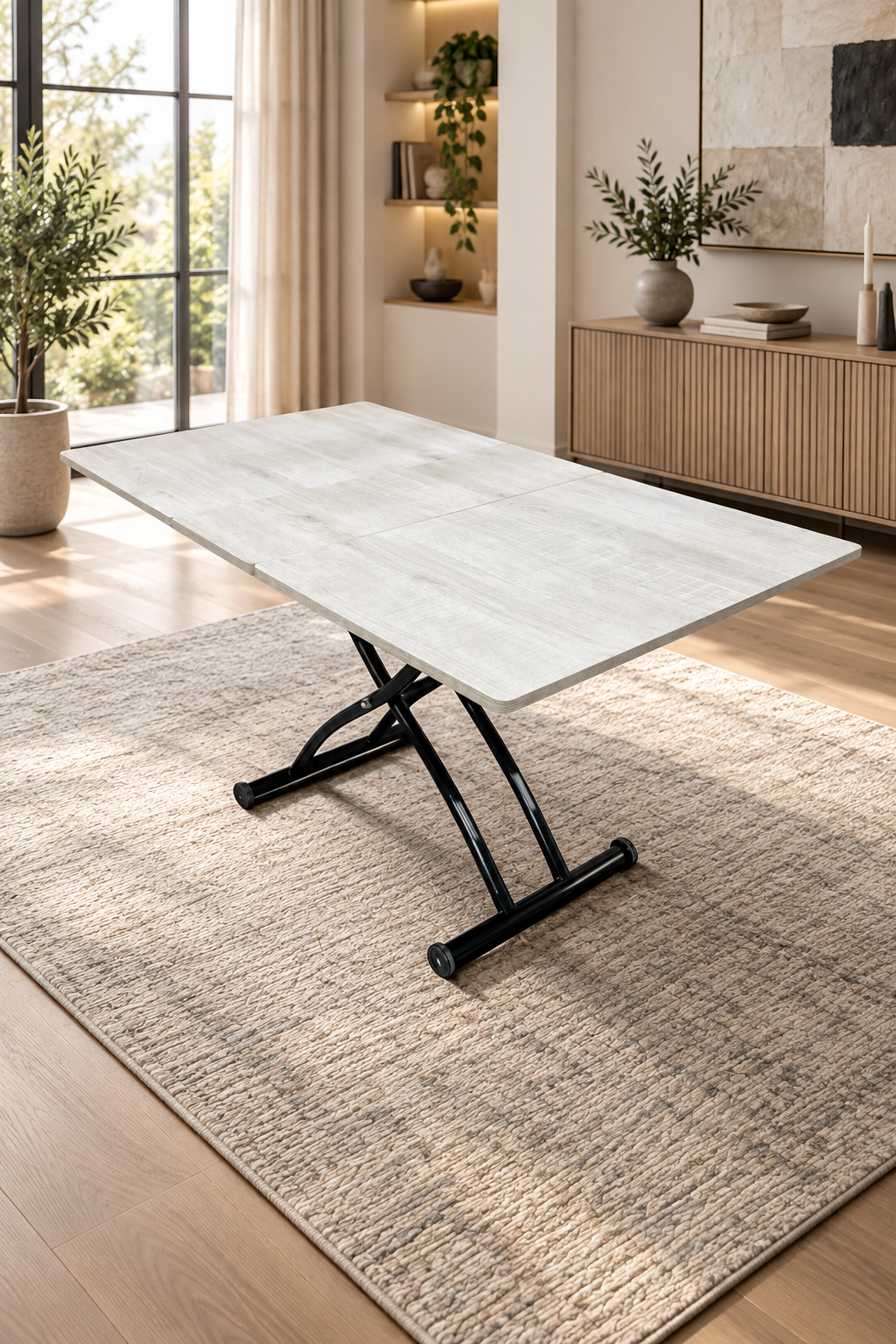 Extendable Square Smart Table | Lisbon MDF & Black