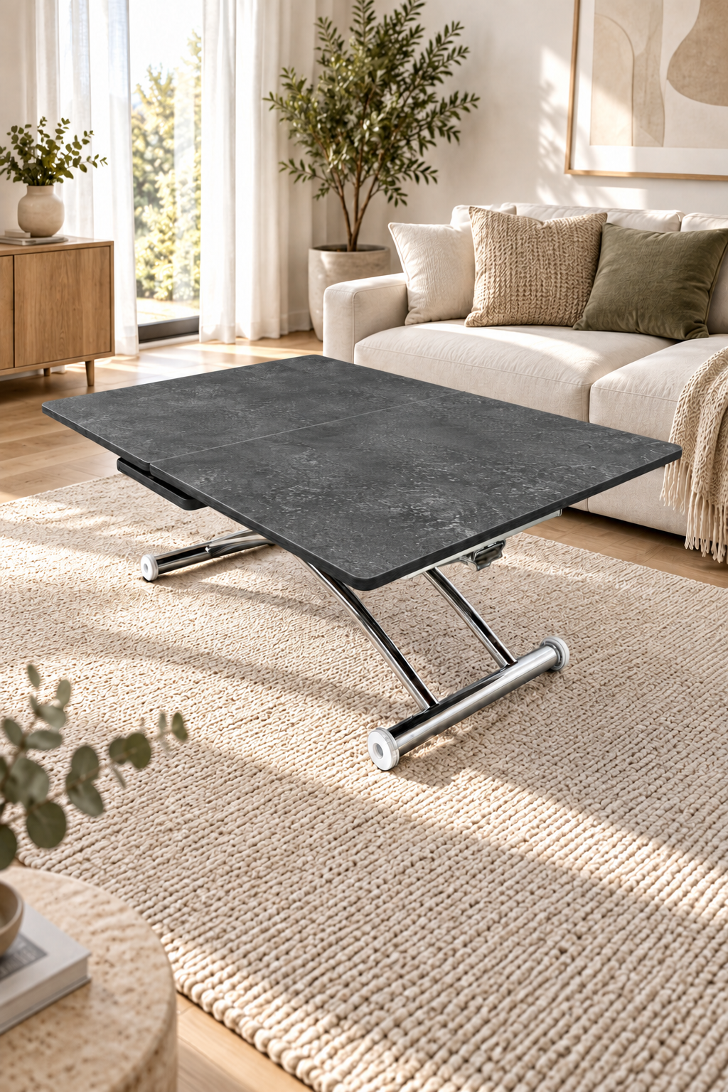 Extendable Square Smart Table | Lisbon MDF & Chrome