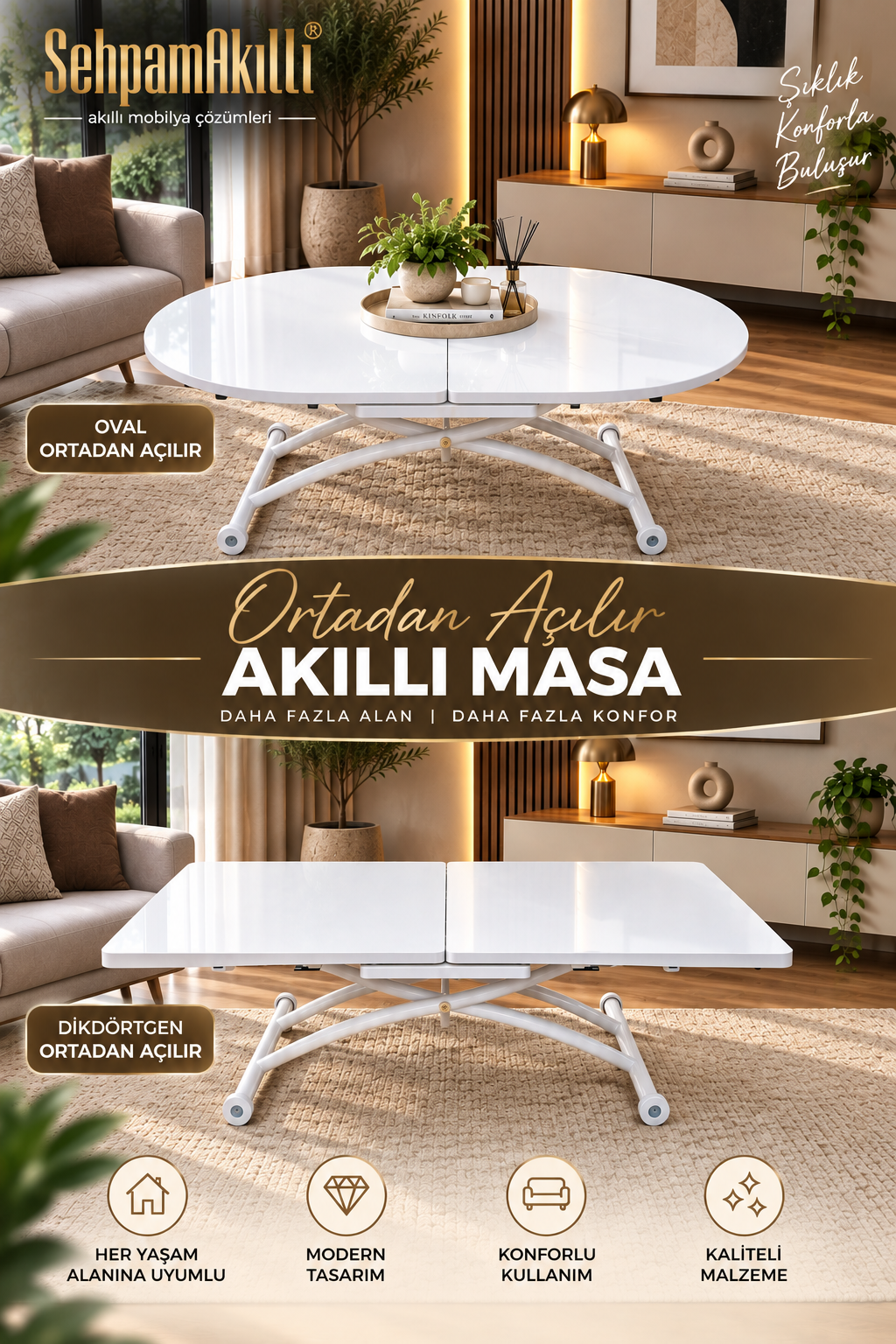 Ortadan Açılır Masalar