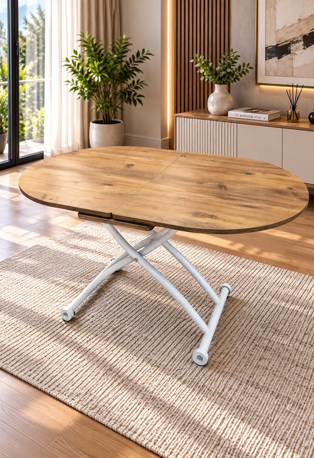 Oval Extendable Smart Table | EfesCam MDF & White