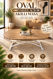 Oval Extendable Smart Table | EfesCam MDF & White