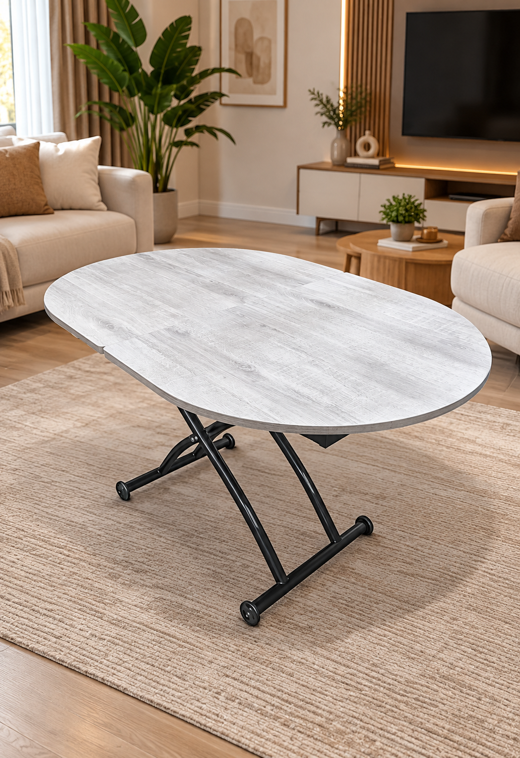 Oval Extendable Smart Table | Lisbon MDF & Black