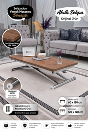 Home Smart Coffee Table – Walnut MDF Top & Chrome Plated Metal Leg