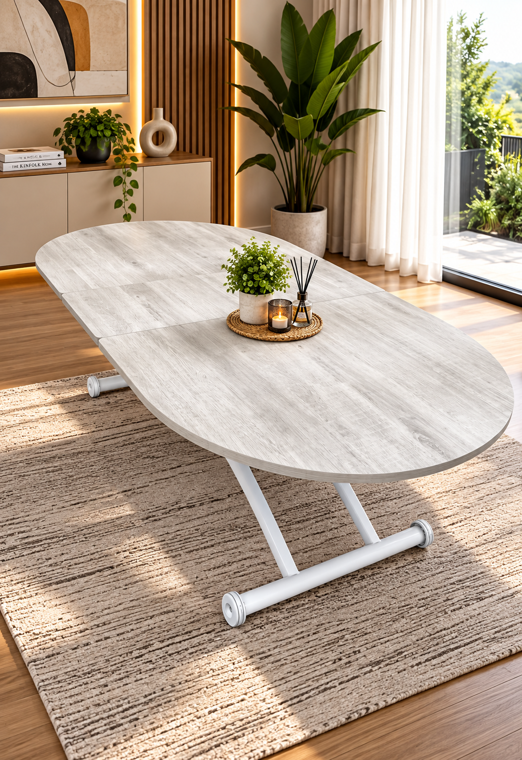 Oval Extendable Smart Table | Lisbon MDF & White
