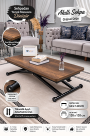 Home Smart Coffee Table – Antique Light MDF Top & Black Metal Legs