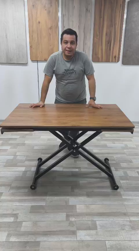 Load video: Smart Desk with Side Opening | Walnut MDF &amp; Black Legs